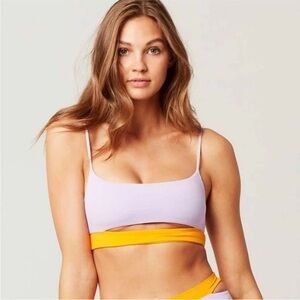 L*SPACE COLOR BLOCK LILAC/MANGO KELLI TOP Size Large